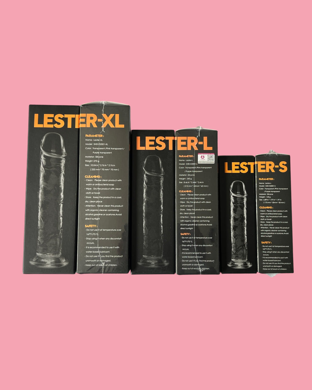 LESTER L Dildo 21.5 cms transparente
