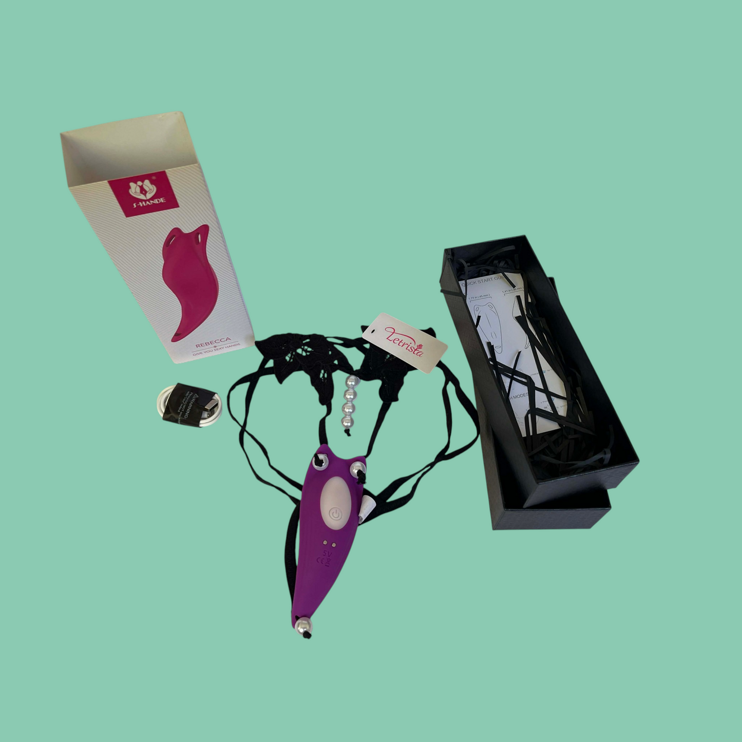 REBECCA Vibrador femenino portable (Incluye tanga en hermoso diseño)
