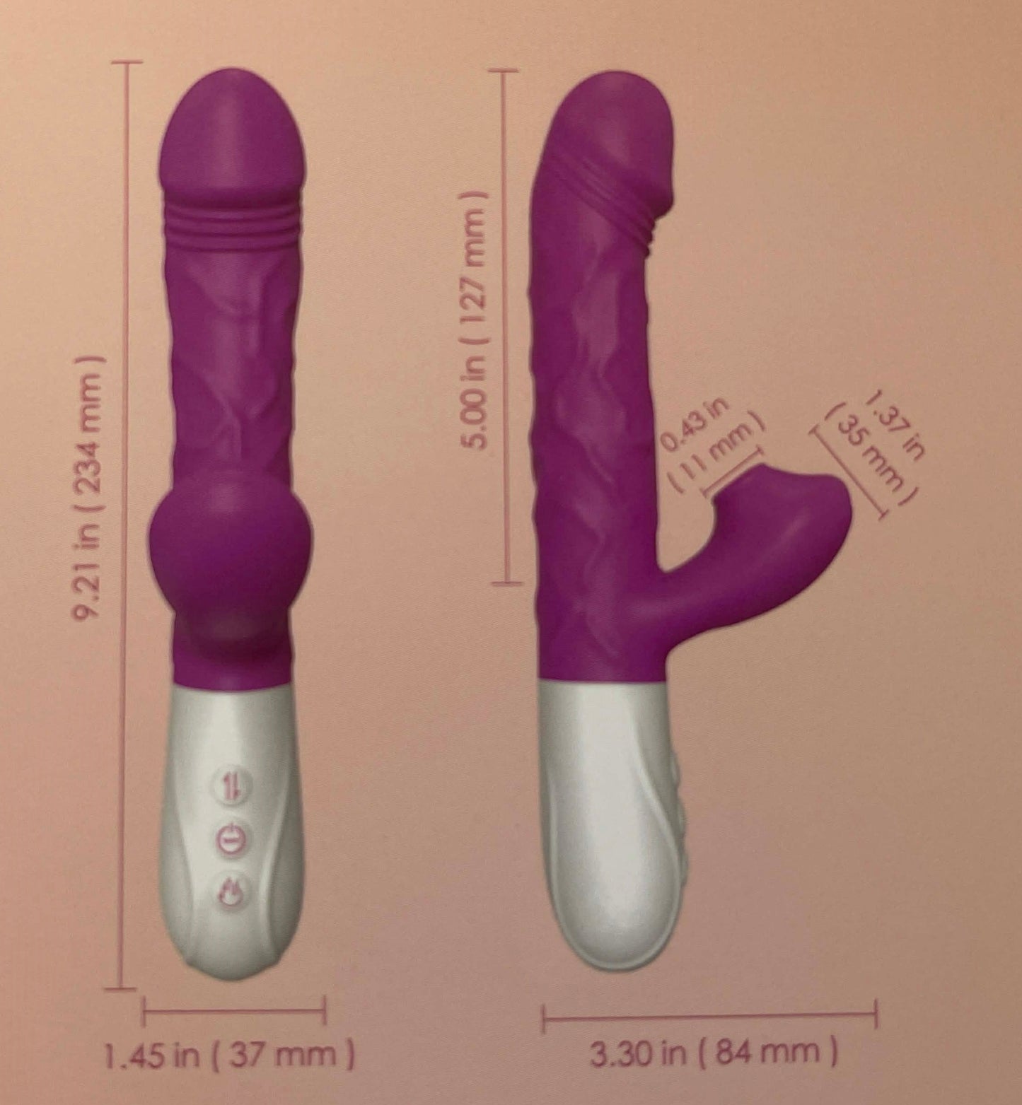 ELLIE vibrador realistico con succionador y 3 modos de empuje Carga USB