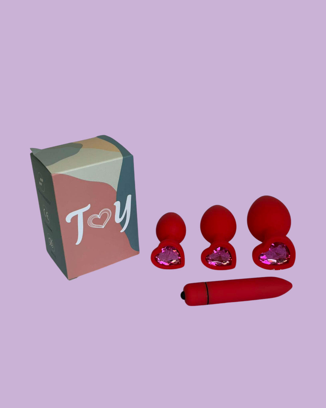 Vibrador bala y juego de 3 plug dilatadores anales ROSA
