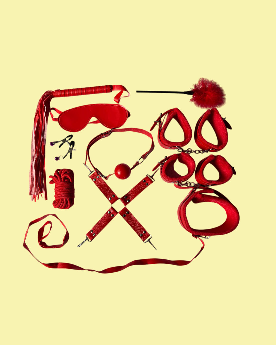 BDSM Set de 10 piezas ROJO Bondage