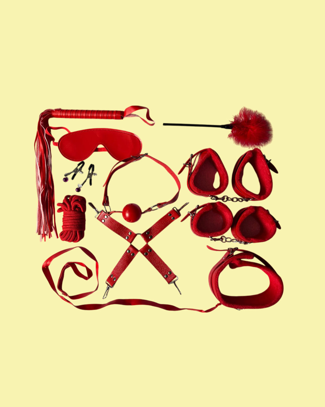 BDSM Set de 10 piezas ROJO Bondage