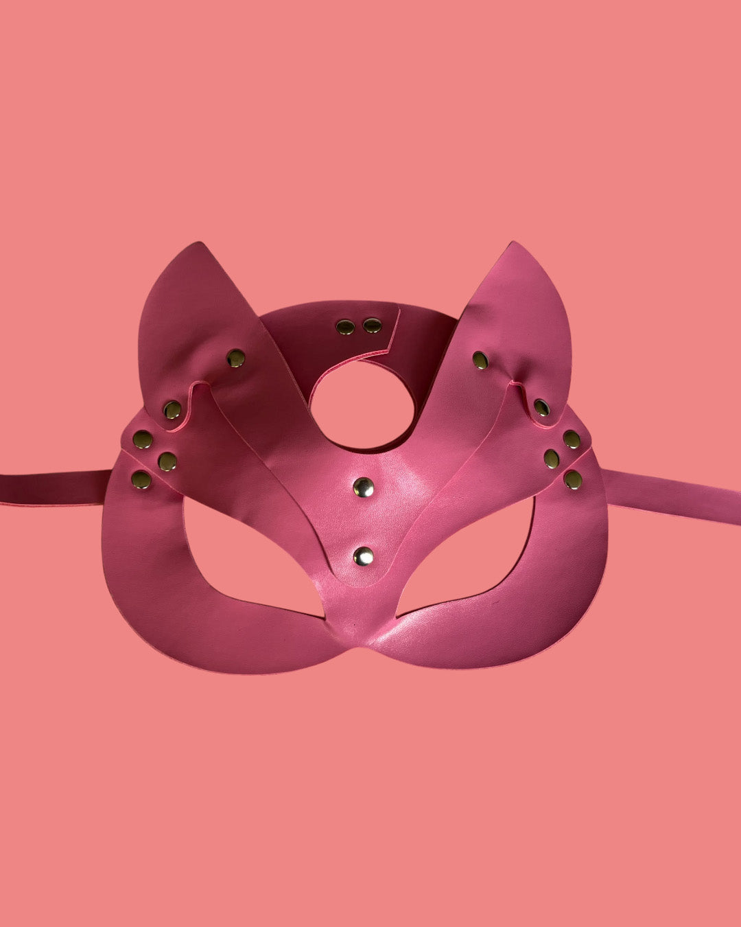 BDSM Mascara felina en cuero ajustable ROSA