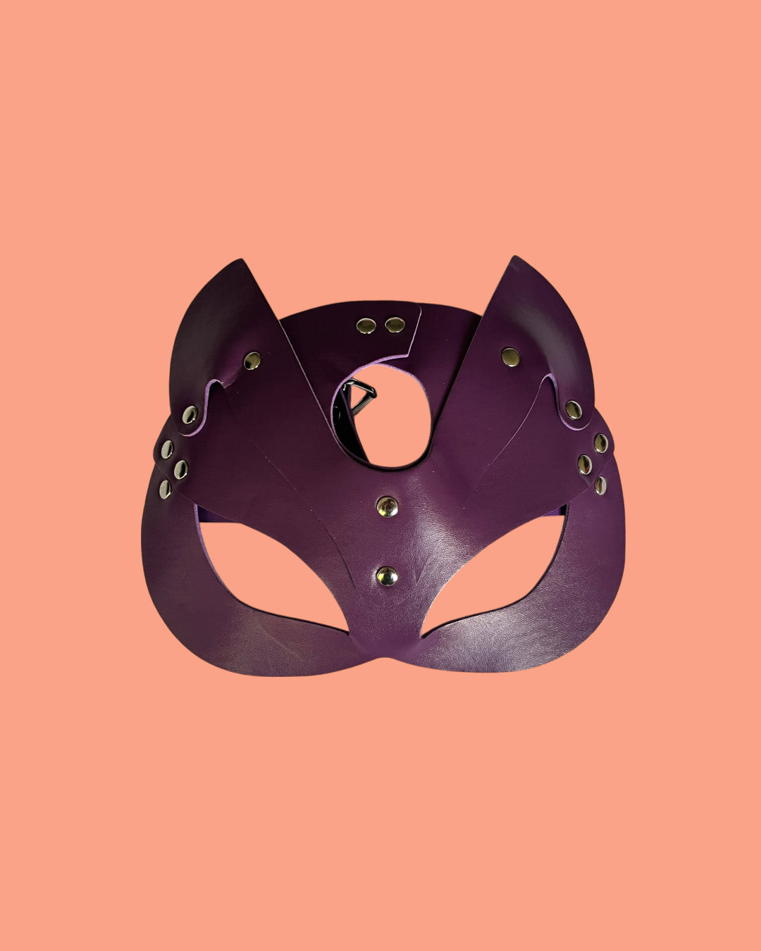 BDSM Mascara felina en cuero ajustable PURPURA