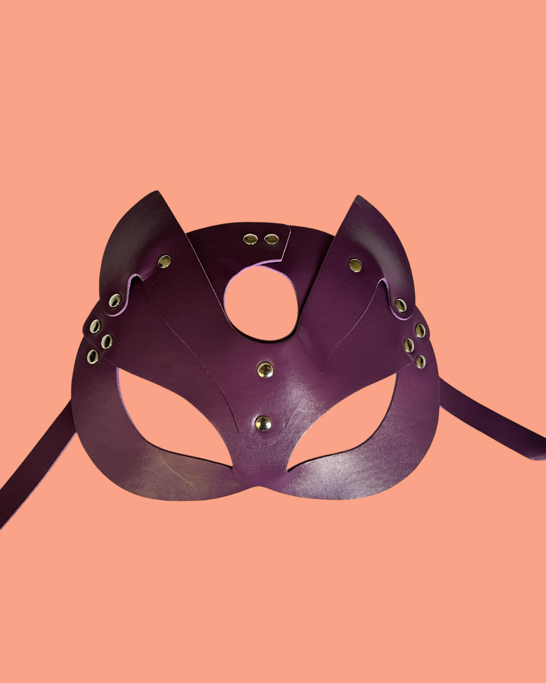 BDSM Mascara felina en cuero ajustable PURPURA