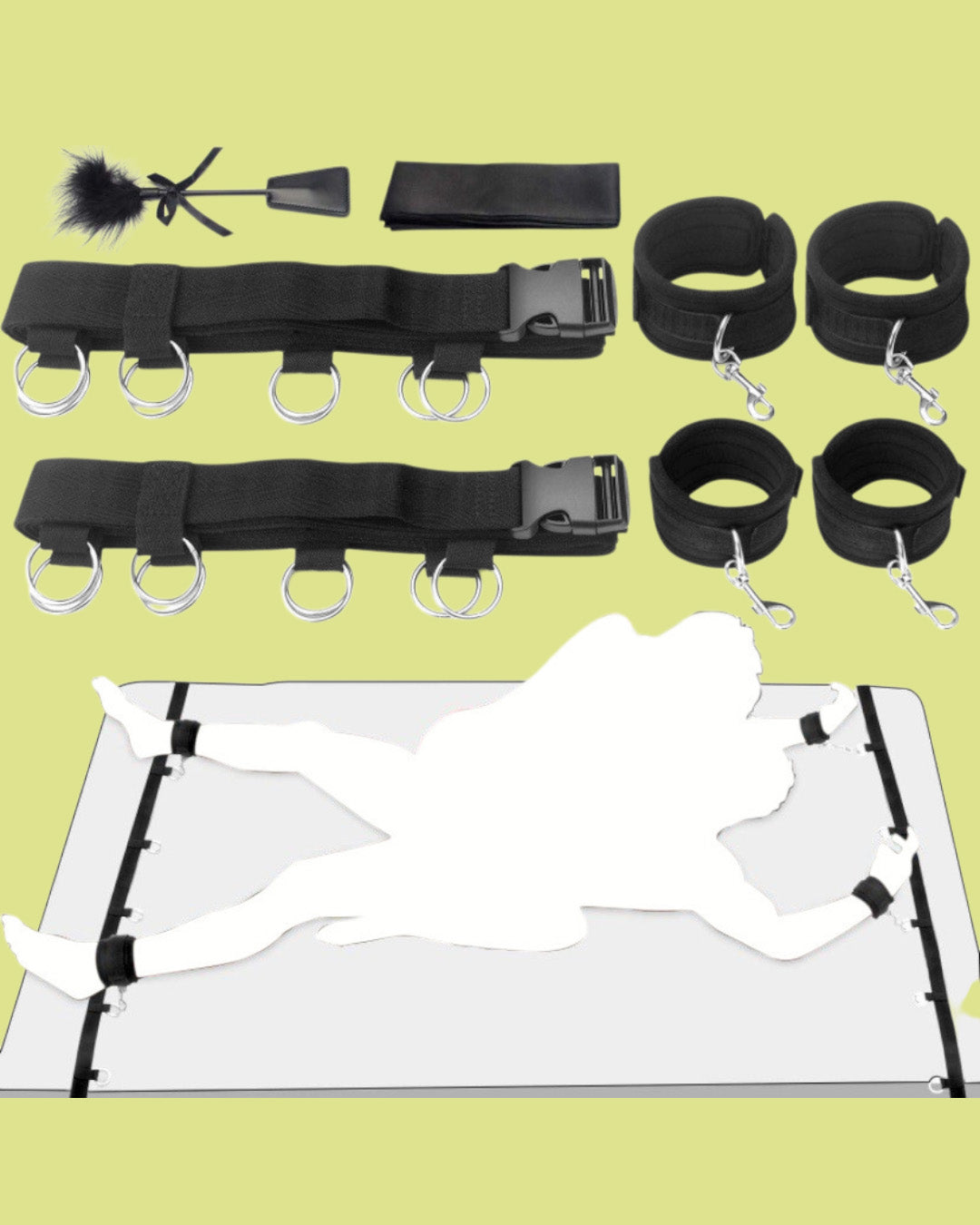 BDSM Sistema de sujecion para cama con accesorios
