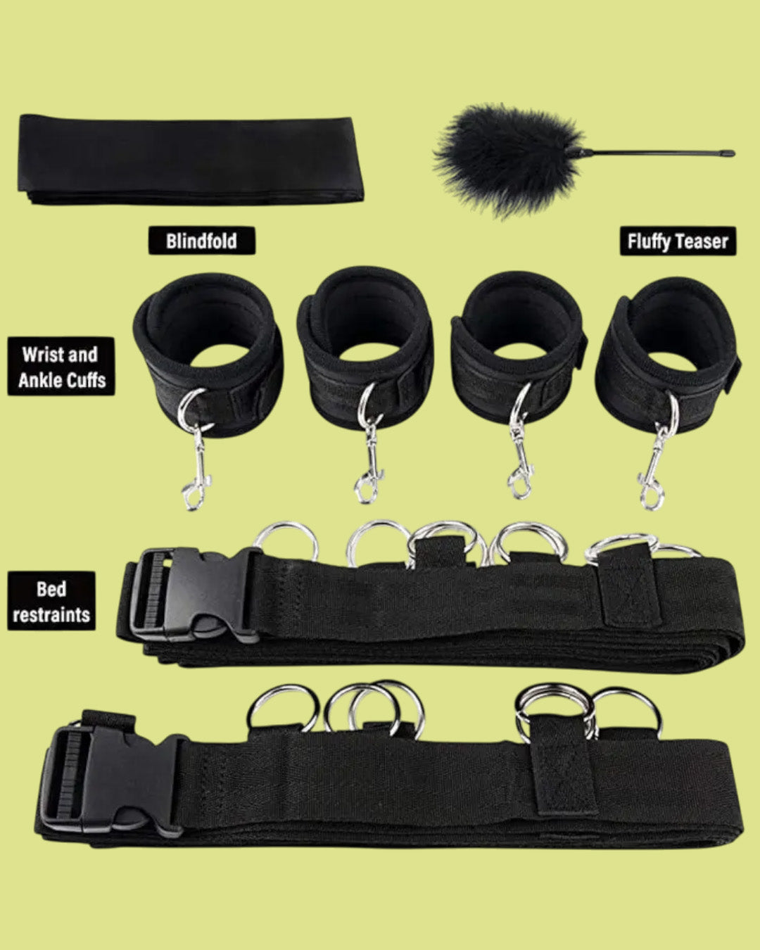 BDSM Sistema de sujecion para cama con accesorios