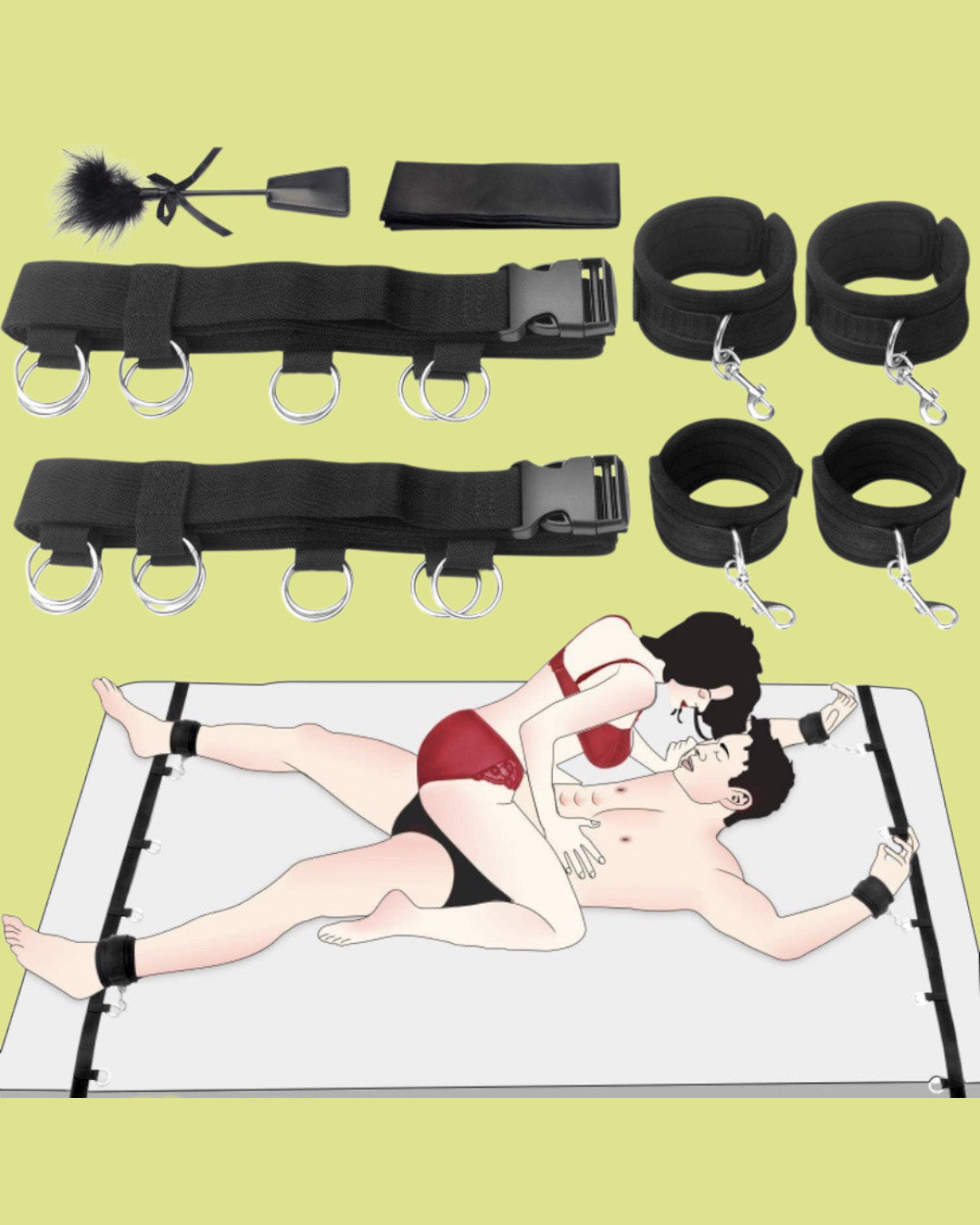 BDSM Sistema de sujecion para cama con accesorios