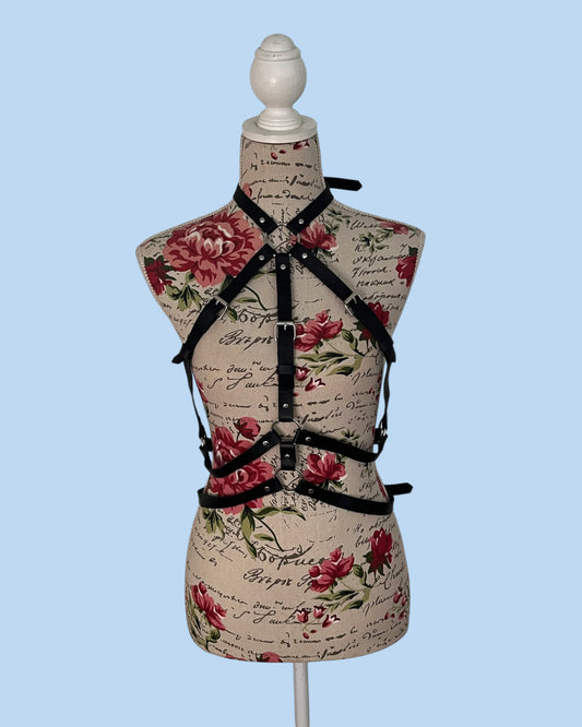 Arnes body para dama en cuero, regulable Bondage BDSM