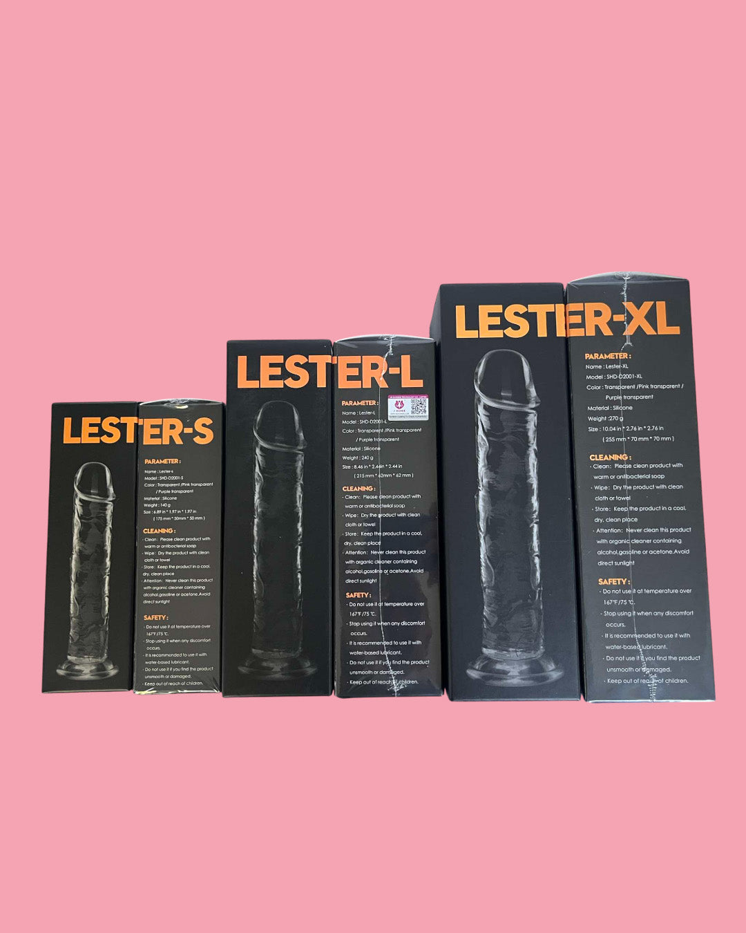 LESTER L Dildo 21.5 cms transparente