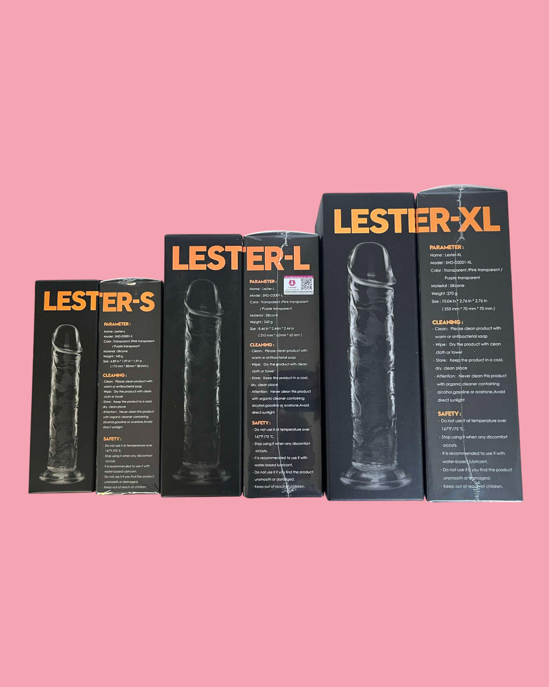 LESTER L Dildo 21.5 cms transparente