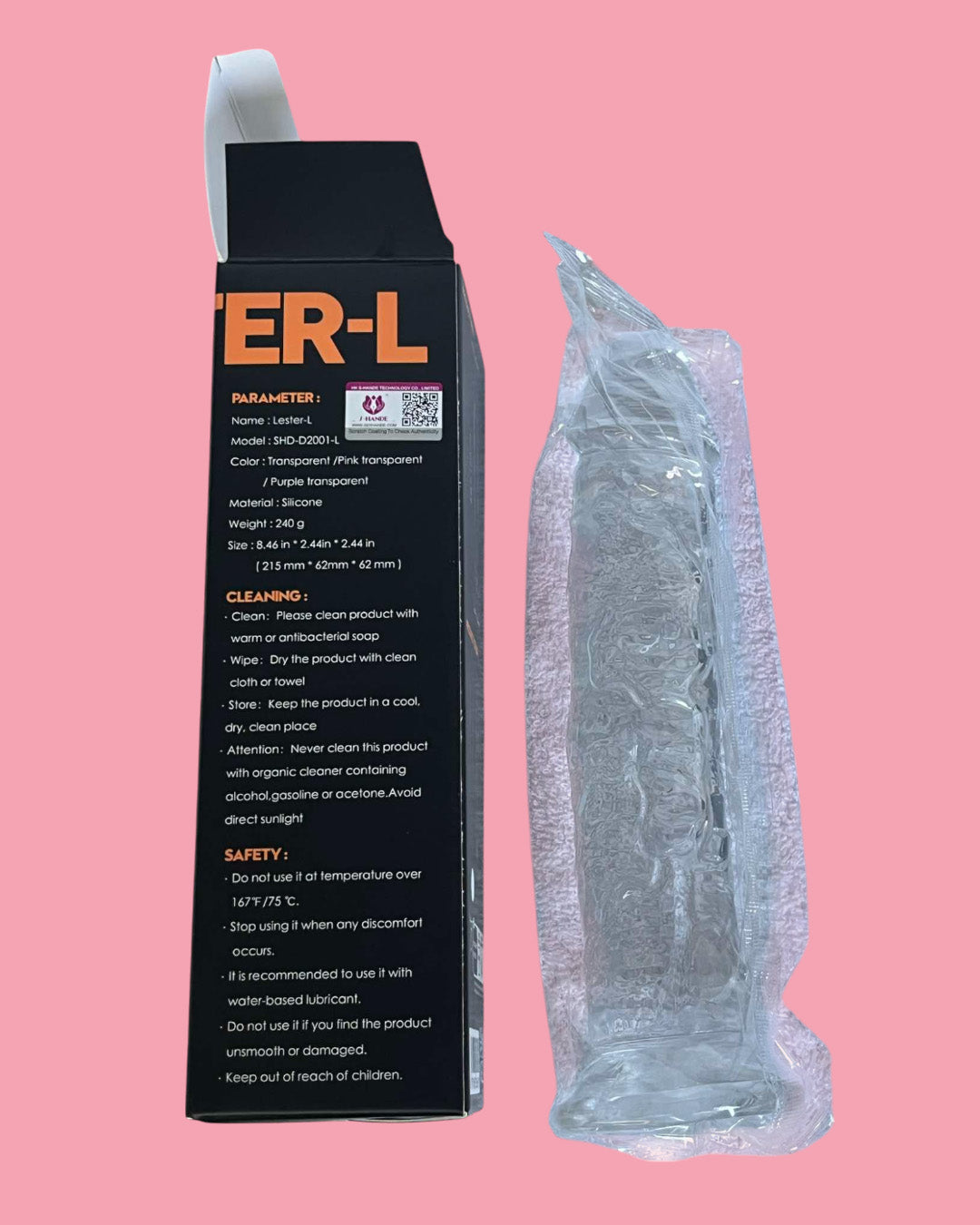 LESTER L Dildo 21.5 cms transparente