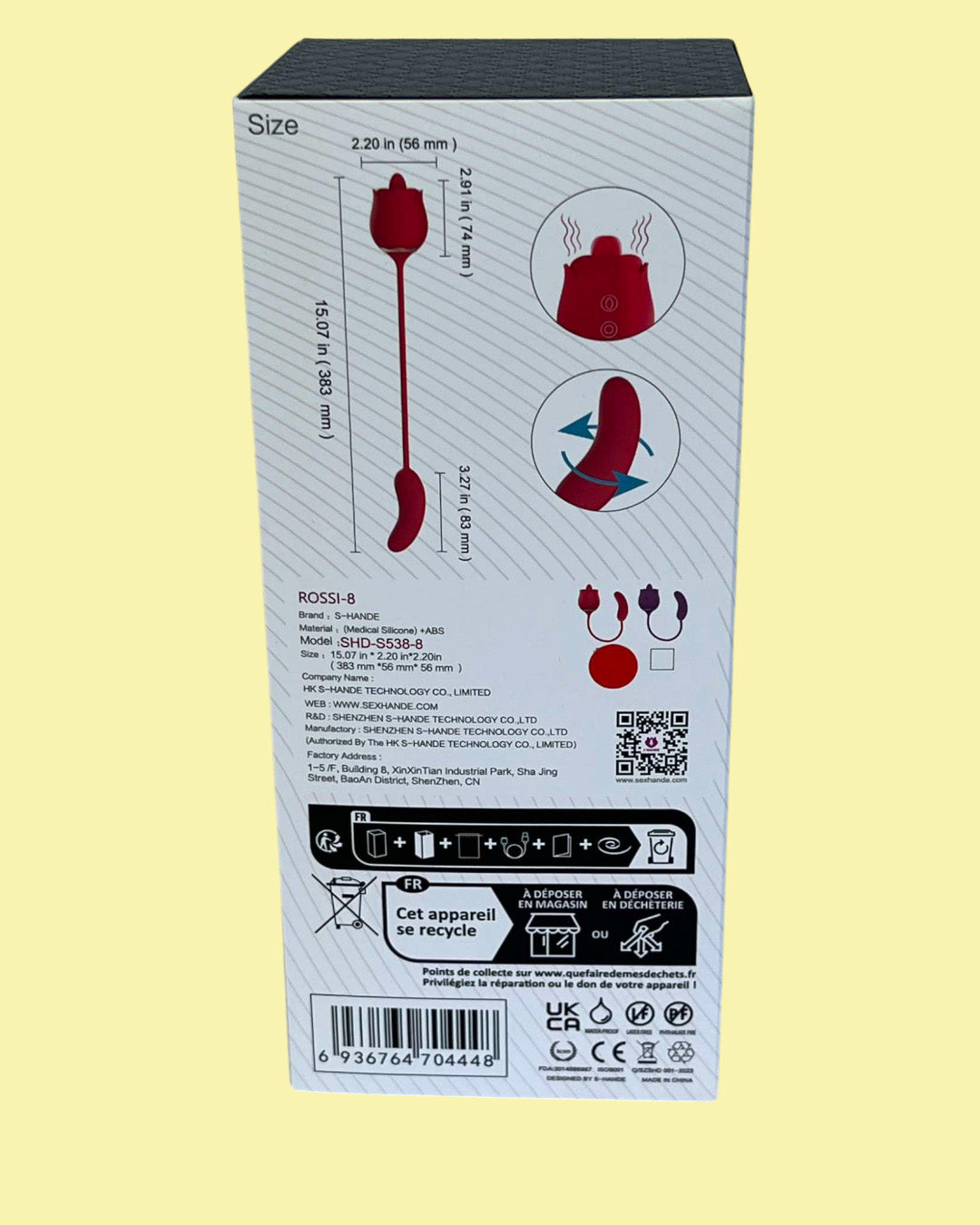 ROSSI-8 Vibrador portable Vibra Lame y Rota - Serie Rosa