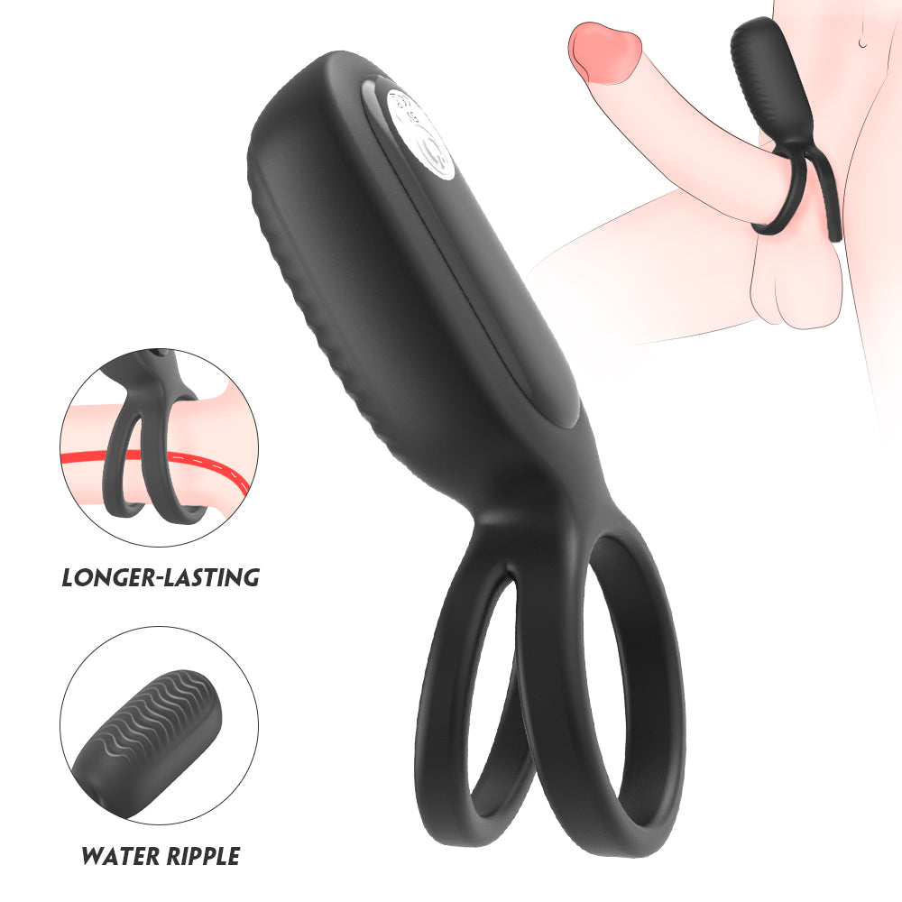 SQUIDWARD RCT Anillo doble para pene con vibrador para estimular el clitoris a control remoto